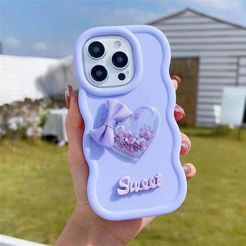 Quicksand Kalp Silikon Telefon Kılıfı iphone 15 14pro 11 12 13 14 15pro xs max XR 7 8 plus 15plus Candy Cover_voghion.com