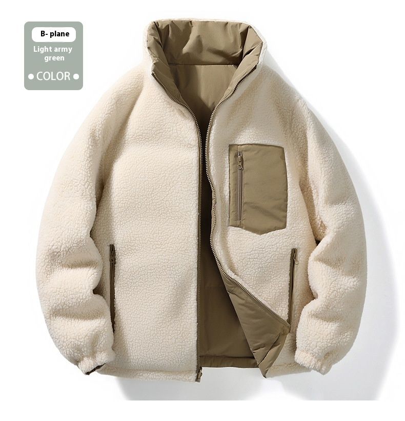 Casaco de lã de cordeiro de novo estilo de inverno masculino de algodão com pelúcia e pão grosso, casaco de algodão quente solto de dupla face para mulheres_voghion.com