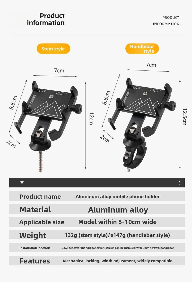 Bicycle Phone Mount Road Mountain Bike Handlebar Fixed Cycling Navigation Aluminum Alloy Bracket Equipment_voghion.com