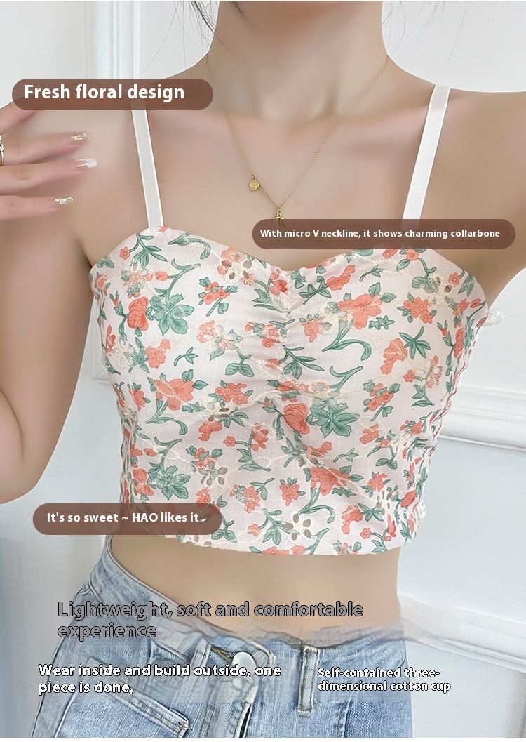 Floral back, beautiful suspender, lingerie, fixed cup, sexy strapless, anti glare lace, comfortable base, inner layer,_voghion.com