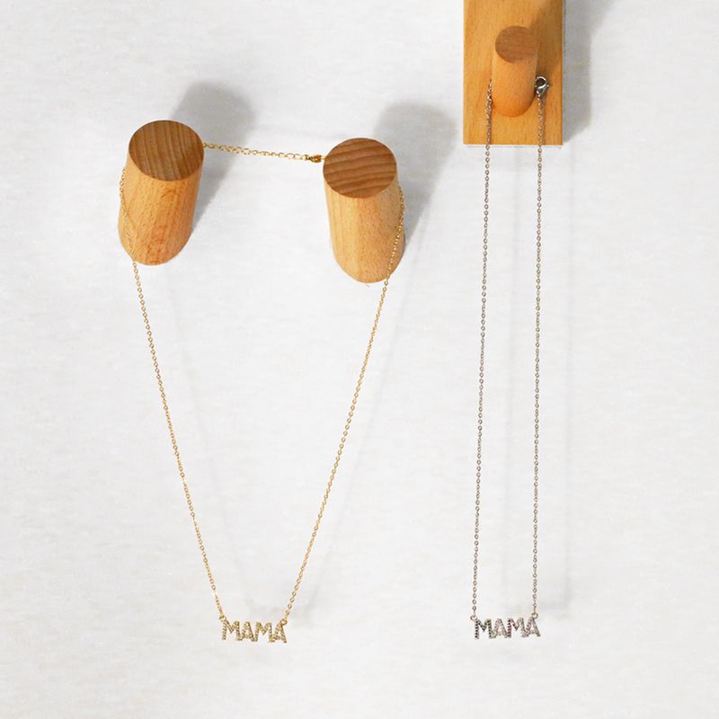 Collier lettre MAMA en diamant coloré, chaîne de clavicule, pendentif simple à la mode, cadeau de fête des mères_voghion.com