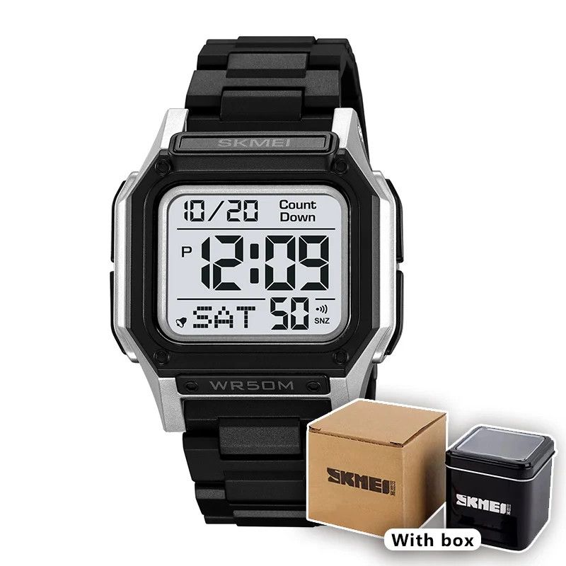 Lässige 5-Bar-Digitaluhr mit Hintergrundbeleuchtung, SKMEI 2264 Stoppuhr, wasserdicht, für Herren, wasserdicht_voghion.com