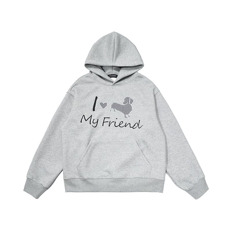 Gemütlicher Kapuzenpullover mit Dackel-Stickerei – Übergroßes Unisex-Sweatshirt für Damen und Herren_voghion.com