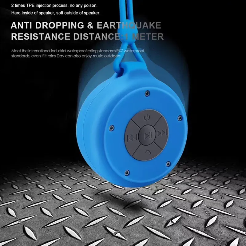 Enceintes de douche Bluetooth universelles sans fil, étanches, rechargeables par USB, avec cordon et ventouse, pour salle de bain et sport_voghion.com