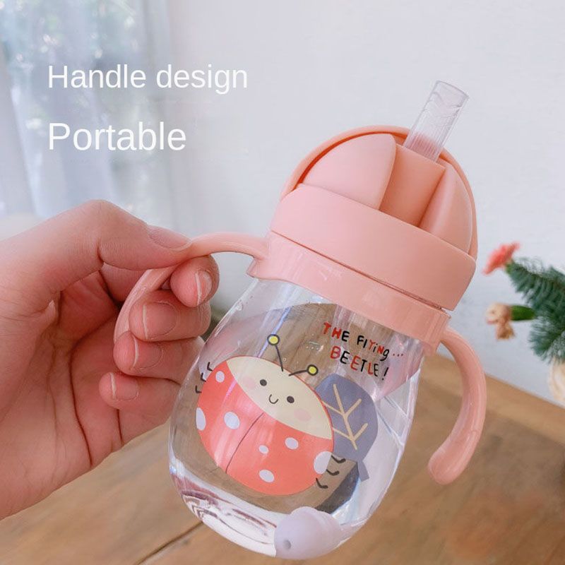 350ml Bebek Şişeleri İçme Bardağı Pipetli Besleme Şişesi Yerçekimi Topu Geniş Kalibreli Çocuk İçme Sütü Su Çift Kullanımlı Şişe_voghion.com