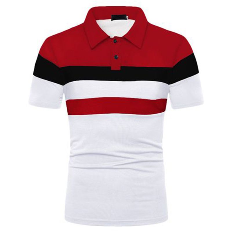 Kortärmad t-shirt för män. Trendig T-shirt med färgmatchning för män _voghion.com