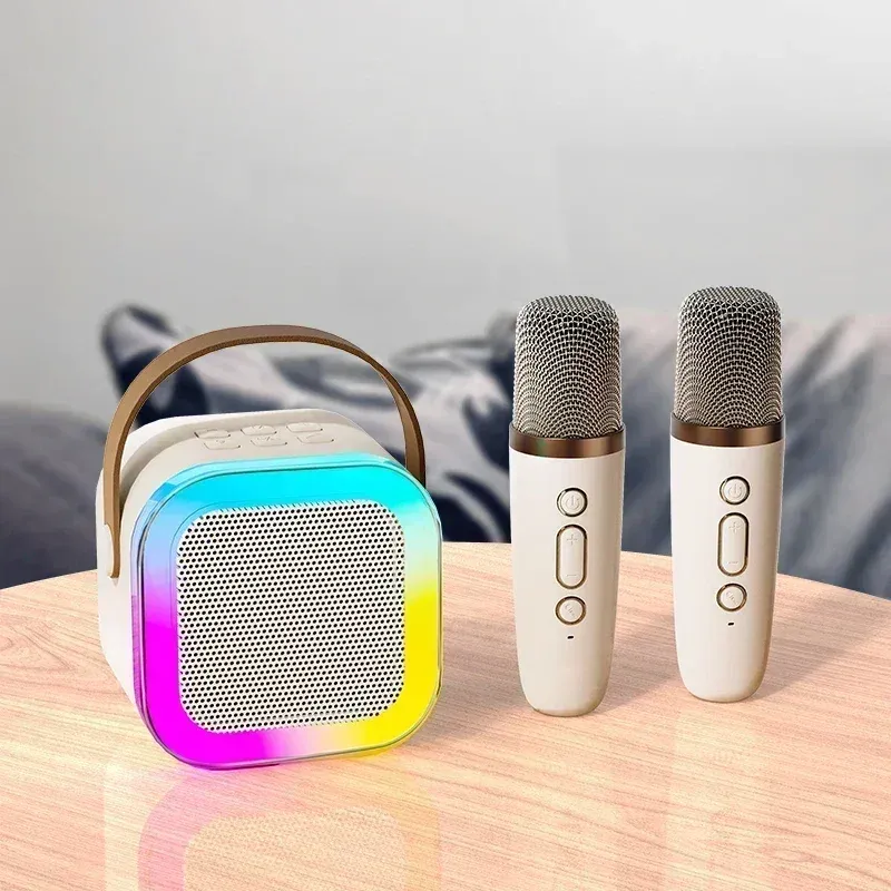 K12 Karaoke hine pārnēsājama 5.3 Pa Bluetooth skaļruņu sistēma ar 2 bezvadu mikrofoniem mājas ģimenei dziedāšanai bērniem dāvanas_voghion.com