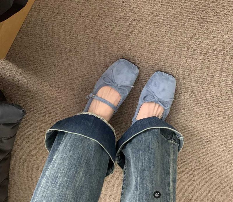 2025 Spring And Autumn New Bow Commuter Flat Shoes, Suede Square Head Women's Single Shoes Fashion Versatile_voghion.com