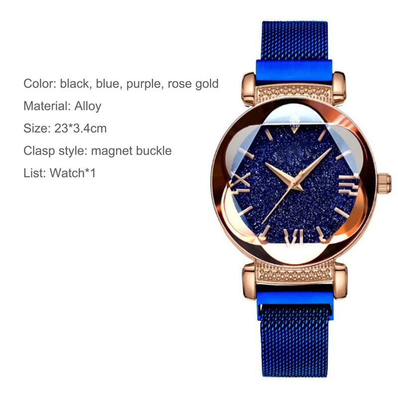 Yamaler Starry Sky Watch magnetilise rihmaga ümmarguse numbriga naistele mõeldud kvartskäekell kohtinguteks_voghion.com