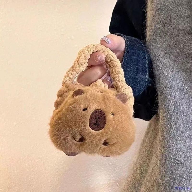 Süße Plüschtasche, Cartoon, Braun, geeignet für iPhone, Karten, Capybara Bala, Aufbewahrung, Kopfhörer, Schutzhülle, Geldbörse_voghion.com