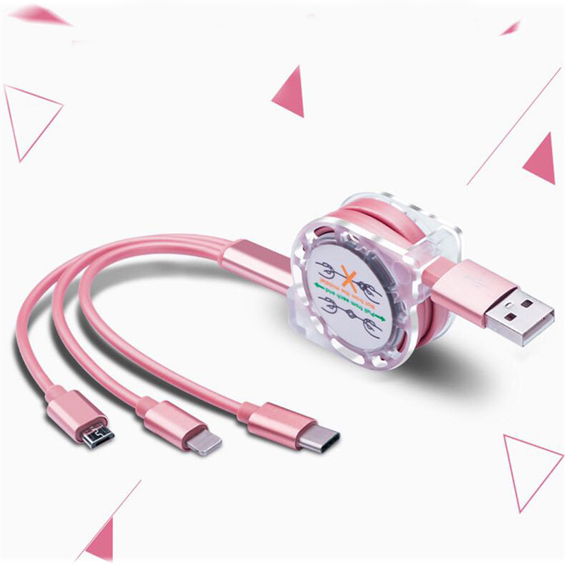 Suitable For Huawei Type-C Mobile Phone With In Telescopic Fast Data Cable, One To Three Charging Cable Gift_voghion.com