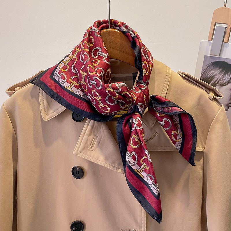 Bufandas pequeñas decorativas con estampado geométrico artístico de algodón y lino 68 con tacto cuadrado y temperamento de seda para mujer_voghion.com