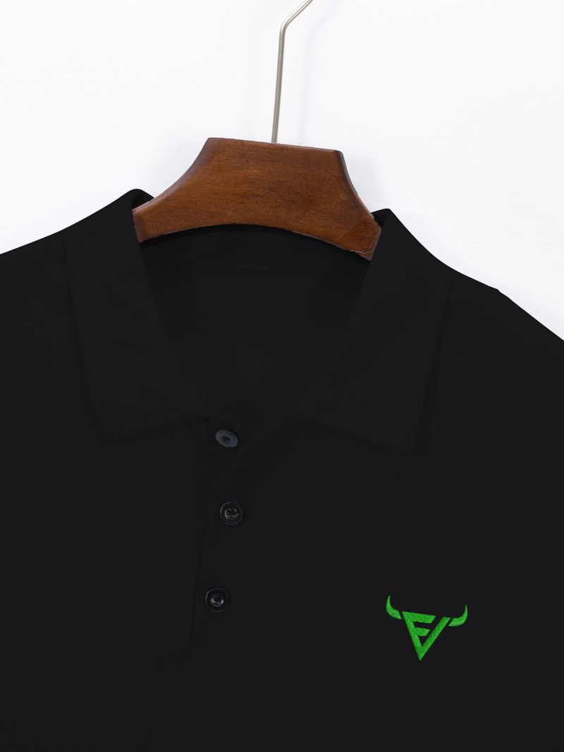 Schlichte Business-Casual-Revers-Oberteile für Herren, exklusive Poloshirts mit Bullenkopf-Stickerei_voghion.com