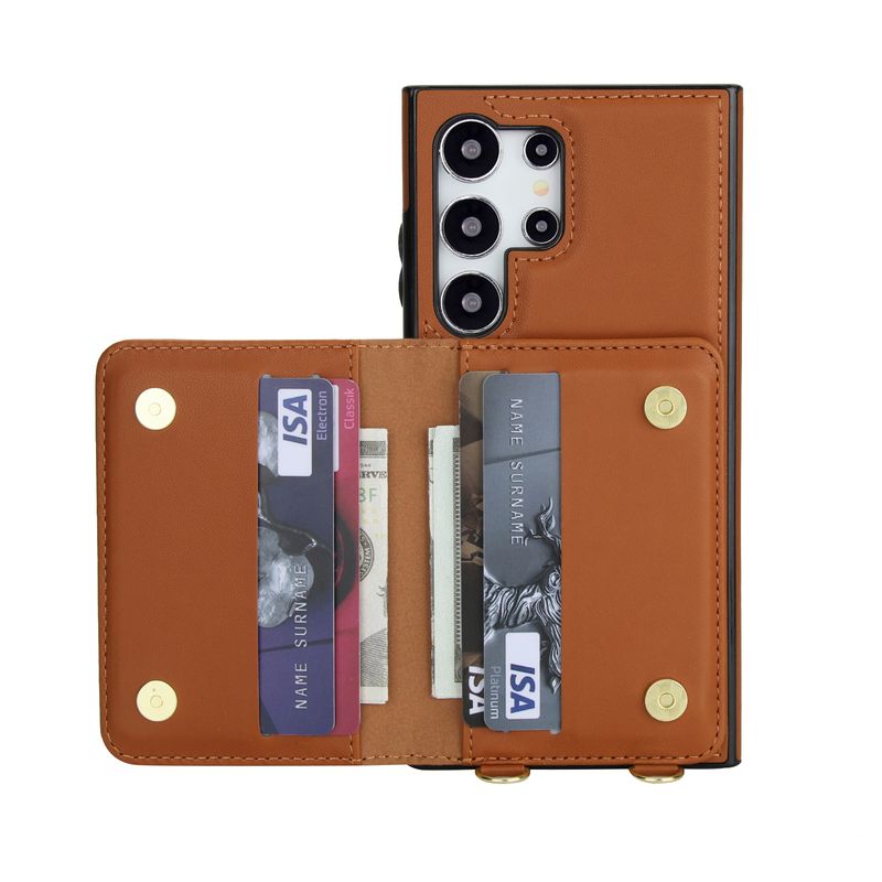 Magnetische portemonnee leren hoes voor Samsung Galaxy S25 Ultra S24 Plus S23 S22 S21 Crossbody RFID-blokkerende kaart_voghion.com