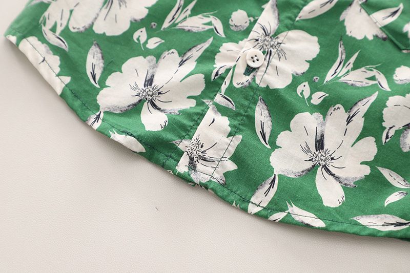 2024 sommer Neue Jungen Blume Hemd Flip Kragen Kurzarm Baby Casual Shorts Zwei Stück Set_voghion.com