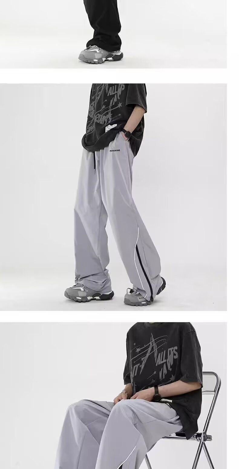 Charge for men in summer, thin and cool, trendy brand, loose casual p, American high arcade style, wide leg sports_voghion.com