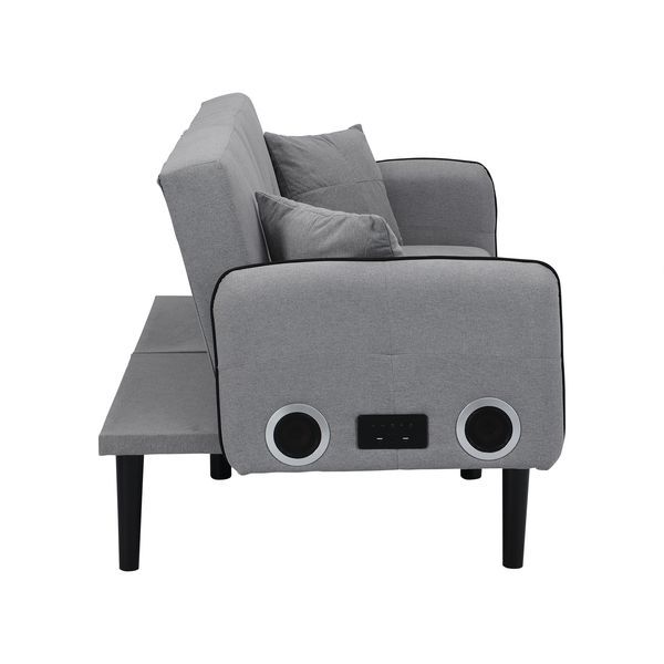 Folding Ottoman Sofa Bed With Stereo Gray_voghion.com