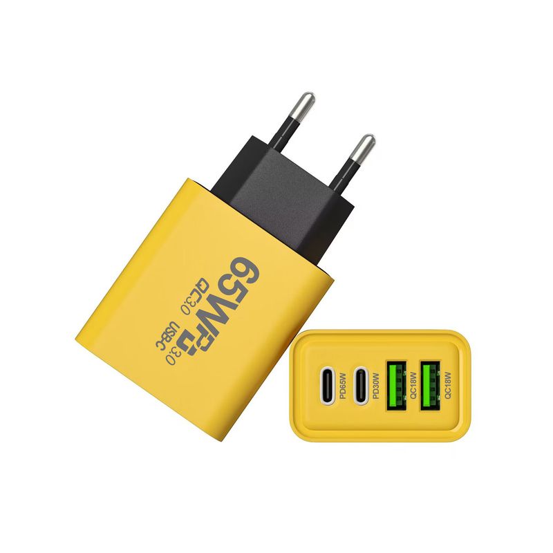 Amerikāņu standarta Eiropas standarta adaptera uzlādes spraudnis 65 W lādētājs divkāršs C tipa divkāršs USB daudzportu mobilā tālruņa lādētājs_voghion.com