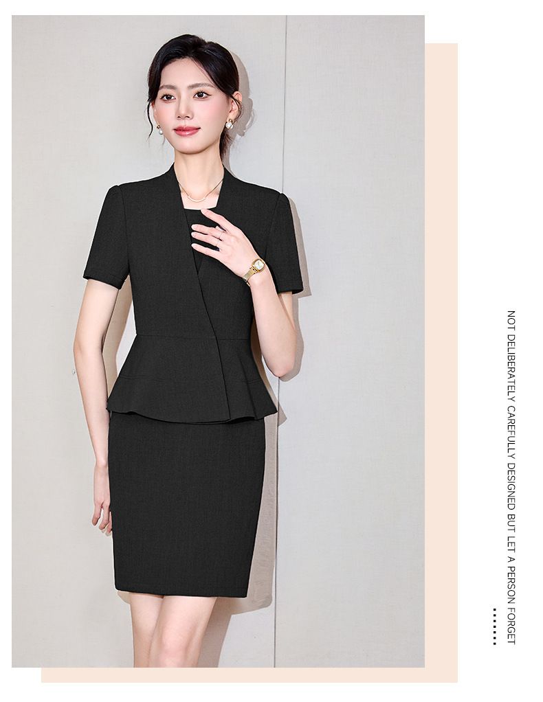 Grey Short Sleeved Suit Dress, Women's Summer New Style, Hotel Manager, Front Desk Reception, Jewelry Store Sales_voghion.com