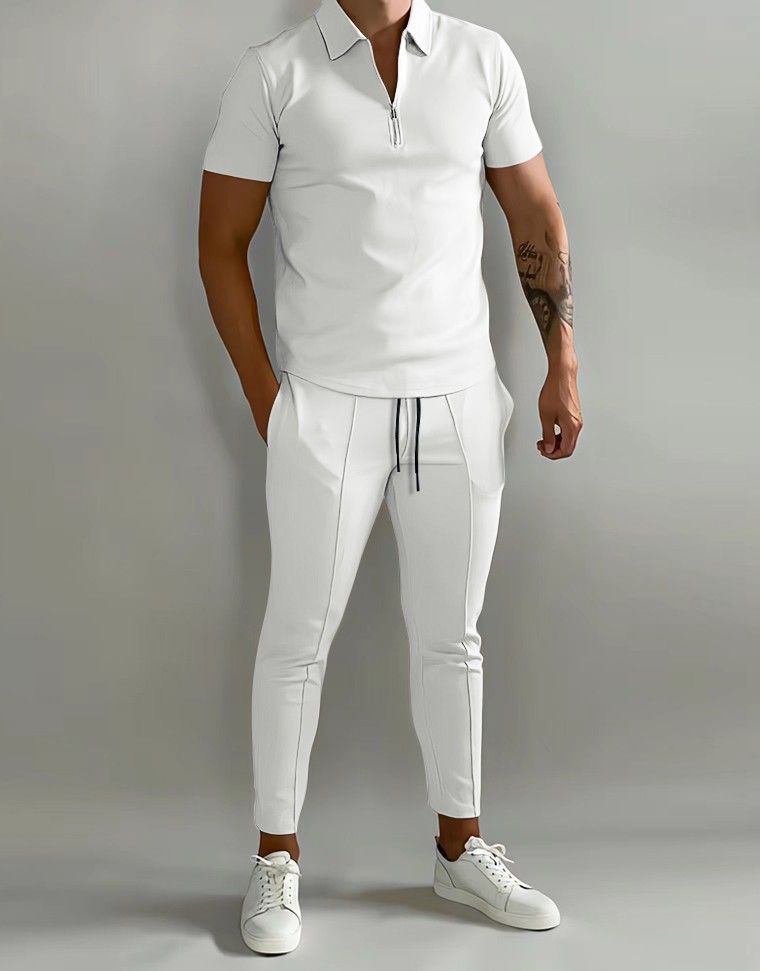 Men's Basic Solid Color Casual Sports Suit_voghion.com