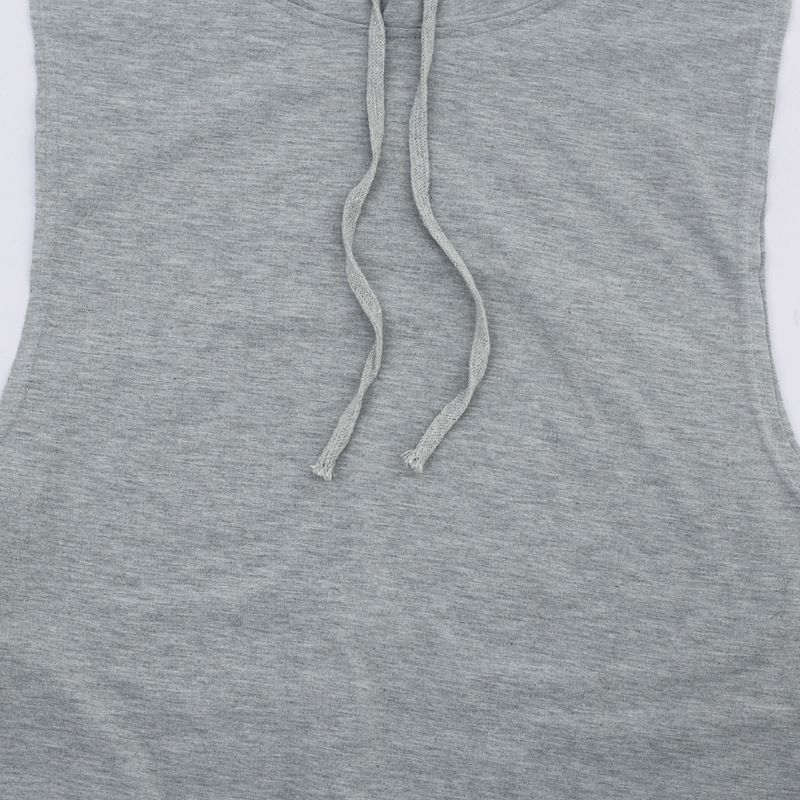 Canotta senza maniche da uomo, nuova, casual, maglietta, tinta unita, con cappuccio e lacci, felpa hip-hop_voghion.com
