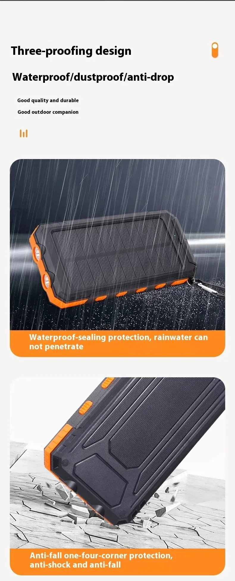 20000 MAh Solar-Po Large Capacity, Portable Charger, Compatible With IOS Android USB-A And USB-C Fast Charging_voghion.com