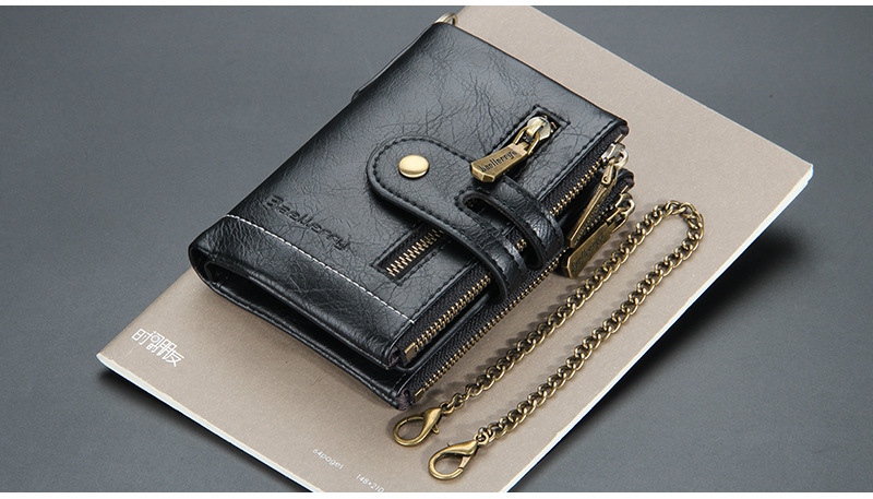 New Men's Short Wallet European And American Business Double Zipper Zero Wallet Multiple Card Slots_voghion.com