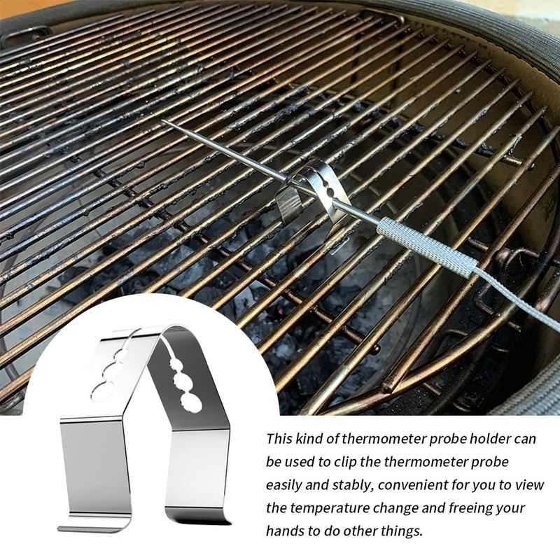 6gab bārbekjū termometra zondes turētāji nerūsējošā tērauda BBQ grila klipi piknika temperatūras mērīšanas zondes kronšteini_voghion.com
