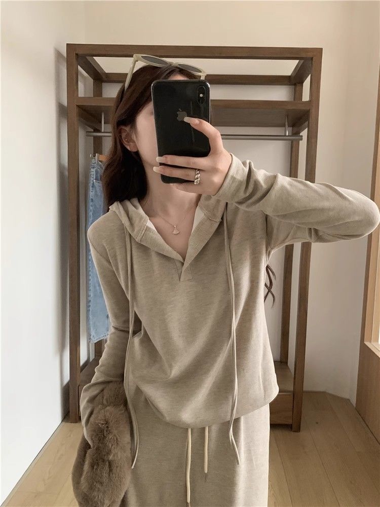 001 Casual Sports Suit For Women, Autumn New Loose Lazy Style, Youthful Fashionable Top And Wide-Leg Pants Two-Piece Set_voghion.com