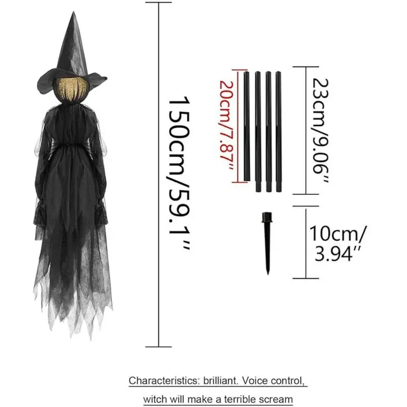 3PCS Halloween Colourful Glow Three Hand-Holding Witches Sound-activated Hand-holding Witch Halloween Light Up Decoration Props_voghion.com