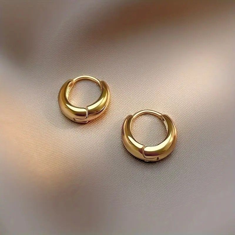 Orecchini a due punte lisci a forma di goccia d'acqua per donna, stile semplice, elegante, alla moda, a cerchio, freddi, minimalisti, di alta qualità._voghion.com