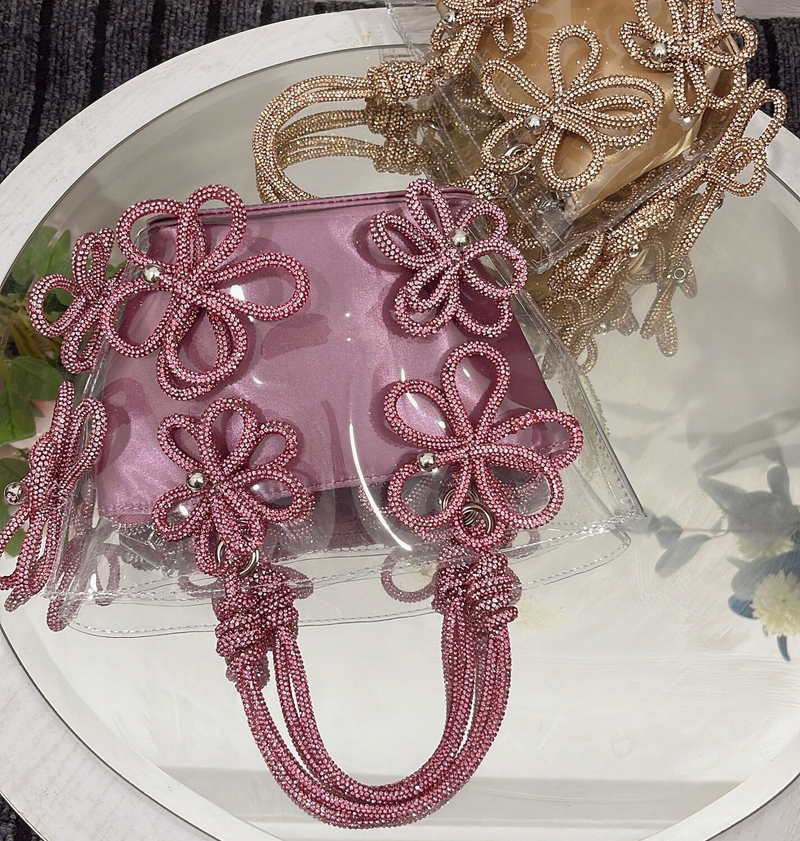 Women's Bags Bring Diamond StuddedFairy Bags Super Flash Rhinestone Flower Bucket Bags Vegetable Basket Handbags_voghion.com