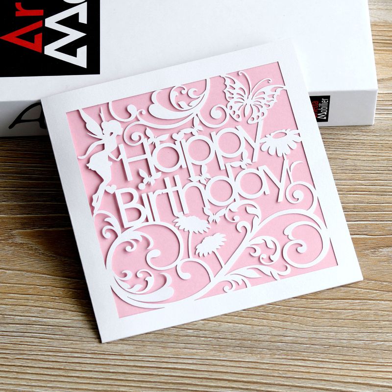 Biglietto di auguri di compleanno con farfalla e elfo, stile europeo, all'ingrosso, di Lillian Hollow_voghion.com