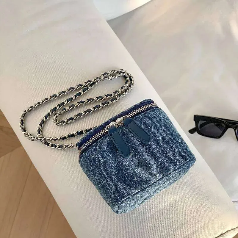 Designer Mini Denim Crossbody Taschen für Frauen 2023 Lingge Ketten Schulter Mode Marken Box Lippenstift Münzen Geldbörsen und_voghion.com