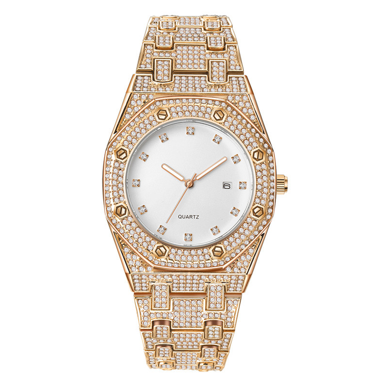 Instagram niche luxury style men's hip-hop diamond inlaid giant sparkling calendar quartz watch for men_voghion.com