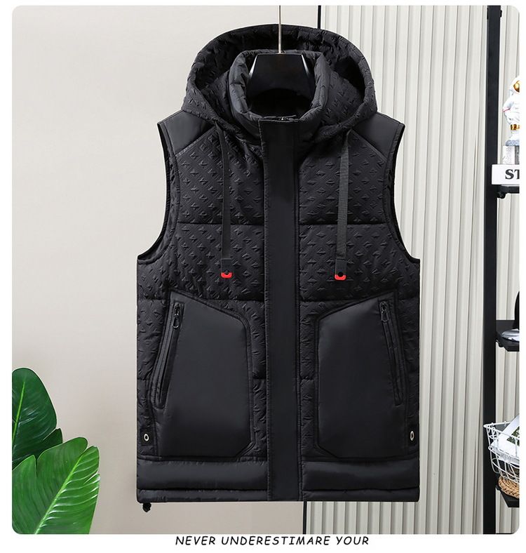 Herren-Steppweste – Stilvolle, ärmellose Steppweste für Herbst und Winter, schmale Passform mit Reißverschlusstaschen, Schwarz/Grau_voghion.com