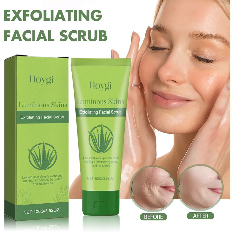 Hoygi Exfoliating Facial Scrub, Deep Cleaning Removes Impurities From Fine Lines Firming Delicate Refreshing Smooth Cream_voghion.com
