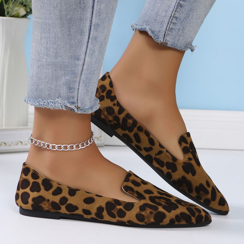 Flache Absätze, spitze Schuhe mit flacher Sohle, 2024 neue große Leopardenmuster, flacher Mund, Wildleder, lässiger Einzelschuh_voghion.com