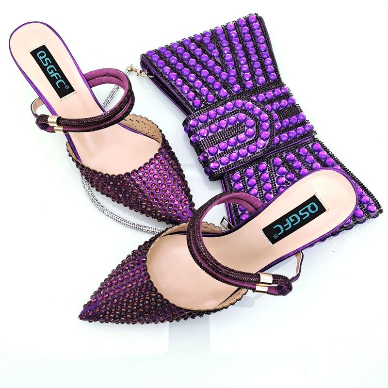 Sexy ladies shoe and bag set Soft envelope bag Diamond hollow design Exquisite rhinestone decoration Fashionable and elegant_voghion.com