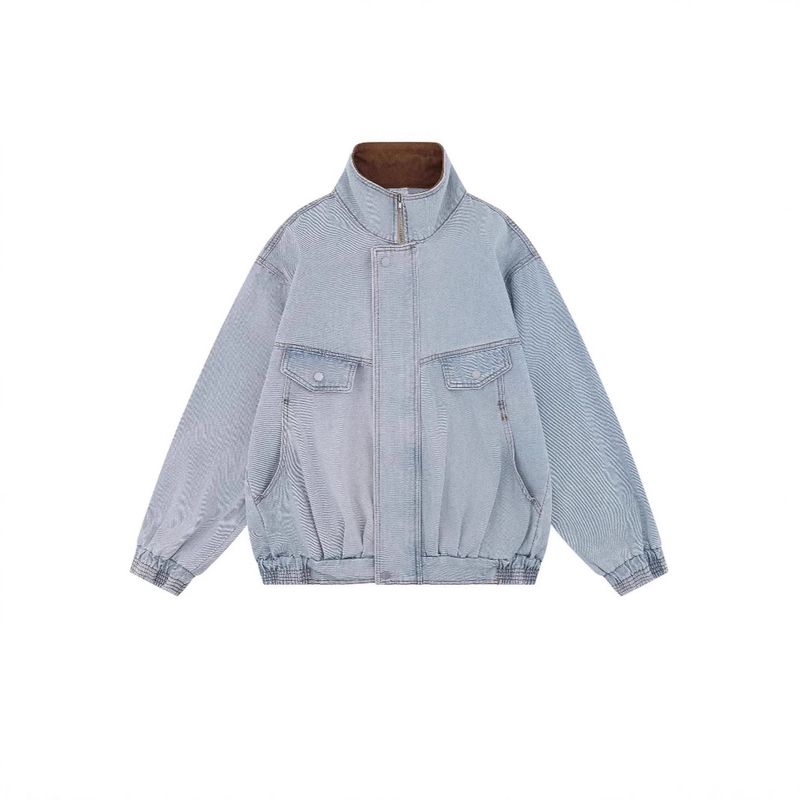 Actorwet2025 Frühling Neue Denimjacke für Herren und Damen der American Street Trendy Brand mit Farbblockkragen_voghion.com