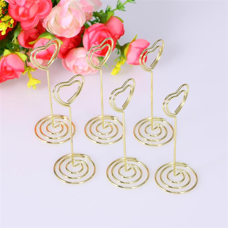 12 gold heart-shaped photo holders Table number holder Position card paper menu holder for wedding party decoration or office_voghion.com