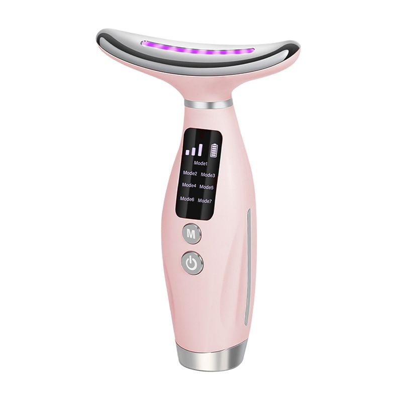 Dispositivo de belleza con luz de siete colores, lifting, reafirmante, eliminación de arrugas del cuello, masaje vibratorio de alta frecuencia, calor. ¡Popular en 2025!_voghion.com