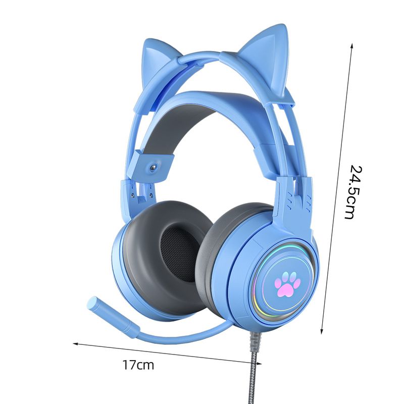 SY-G25 Cuffia cablata con riduzione del rumore sensibile Orecchie di gatto staccabili Cuffie da gioco omnidirezionali USB da 3,5 mm per laptop_voghion.com