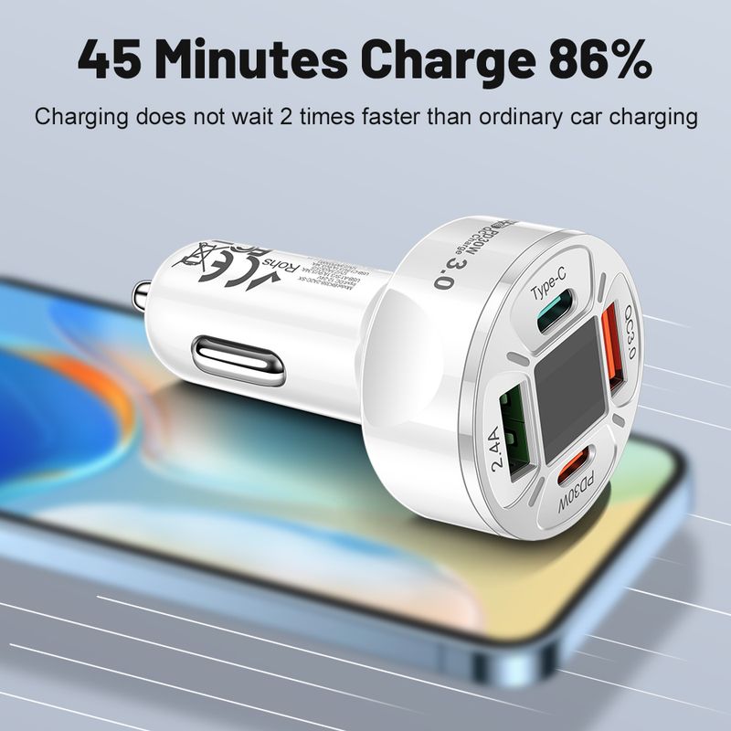 100W Typ C Digital Display Auto USB Schnelle Handy Lade Adapter Für IPhone Xiaomi Huawei Samsung Ladegerät_voghion.com