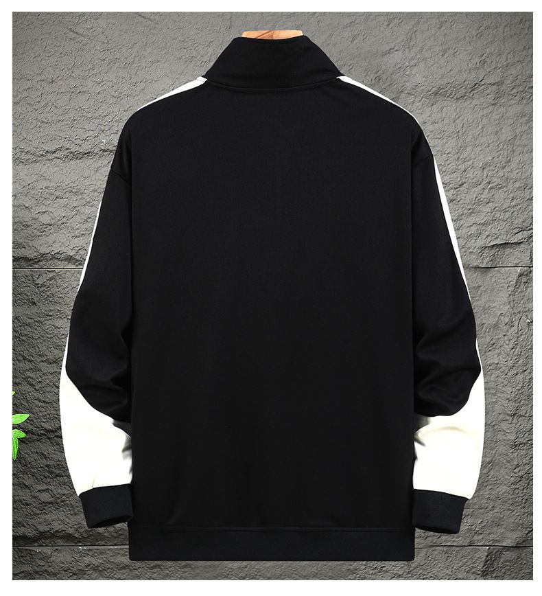 Conjunto deportivo informal para hombre: sudadera con media cremallera y pantalón deportivo, elegante conjunto de bloques de color (5XL-11XL)_voghion.com