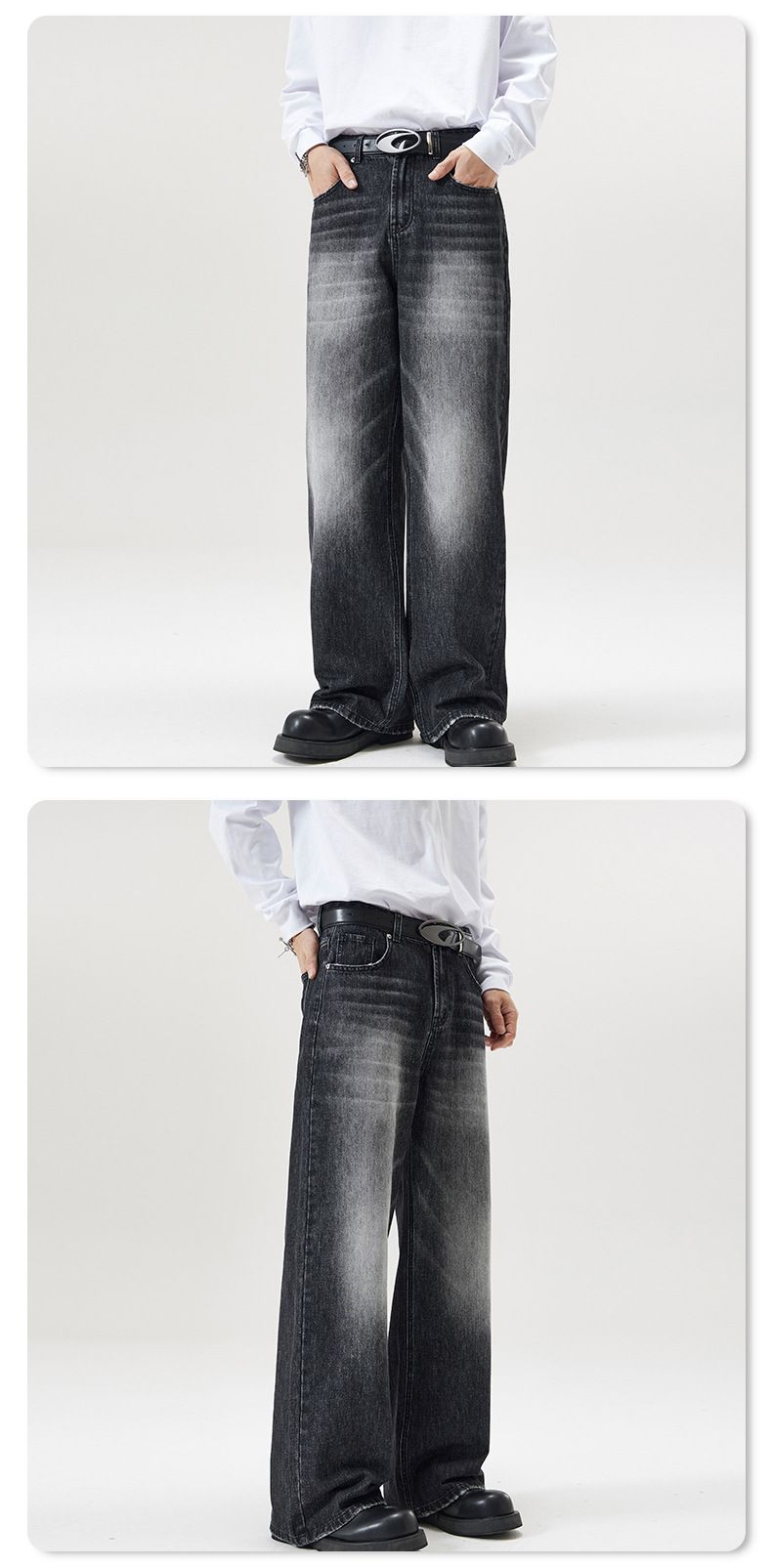 Herrenbekleidung Running Style Korean A-Typ Straight Jeans Herrenmode Marke Loose Wide Leg Mopping Long Pants_voghion.com