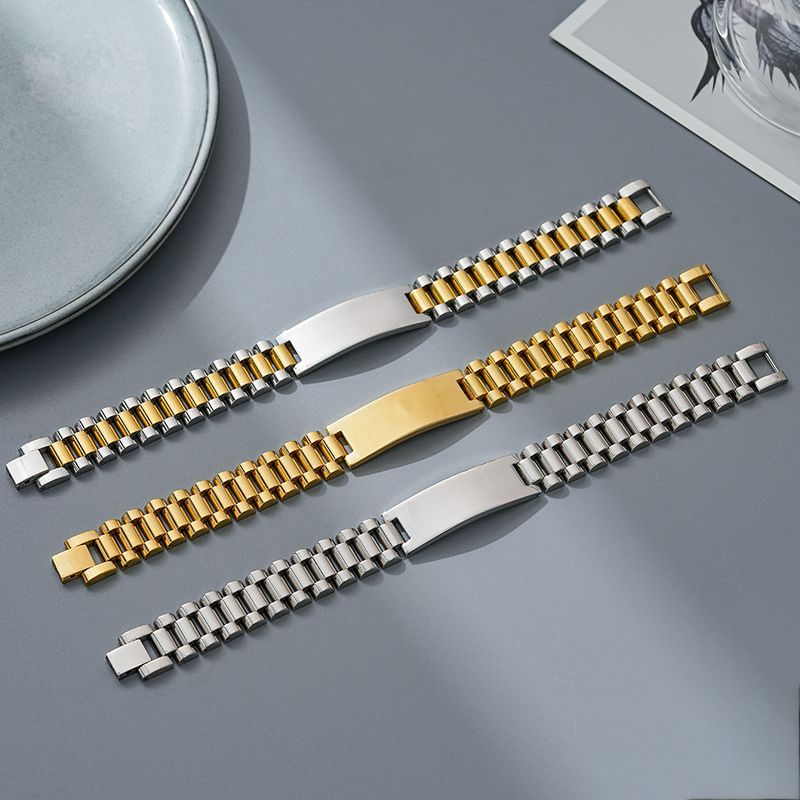 Correa de reloj para pareja con cadena curva de 15 mm, pulsera de titanio, acero inoxidable galvanizado al vacío, unisex._voghion.com
