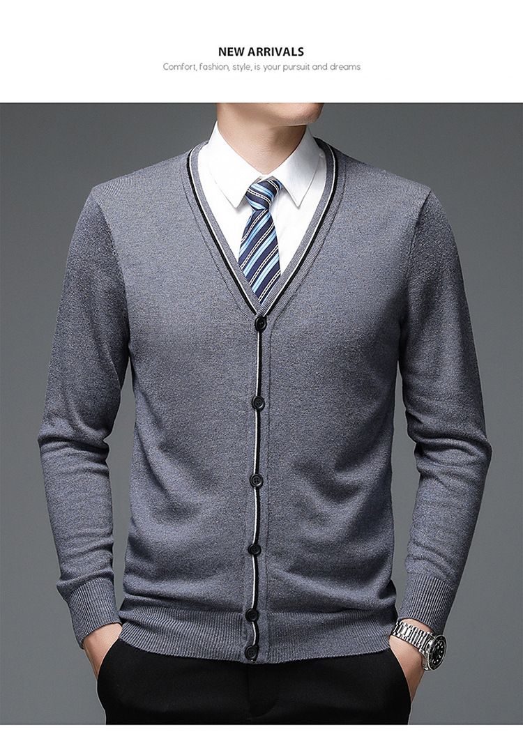 Herren-Strickjacke aus Wollmischung mit V-Ausschnitt – Stilvoller, lässiger Weste-Mantel mit langen Ärmeln für den Herbst (Karo- und Camouflage-Muster)_voghion.com