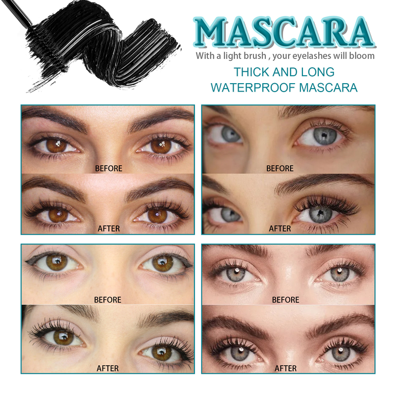 EELHOE Mascara Black, long and thick eyelashes that don’t take off makeup and don’t smudge, naturally curl and moisturize the mascara_voghion.com