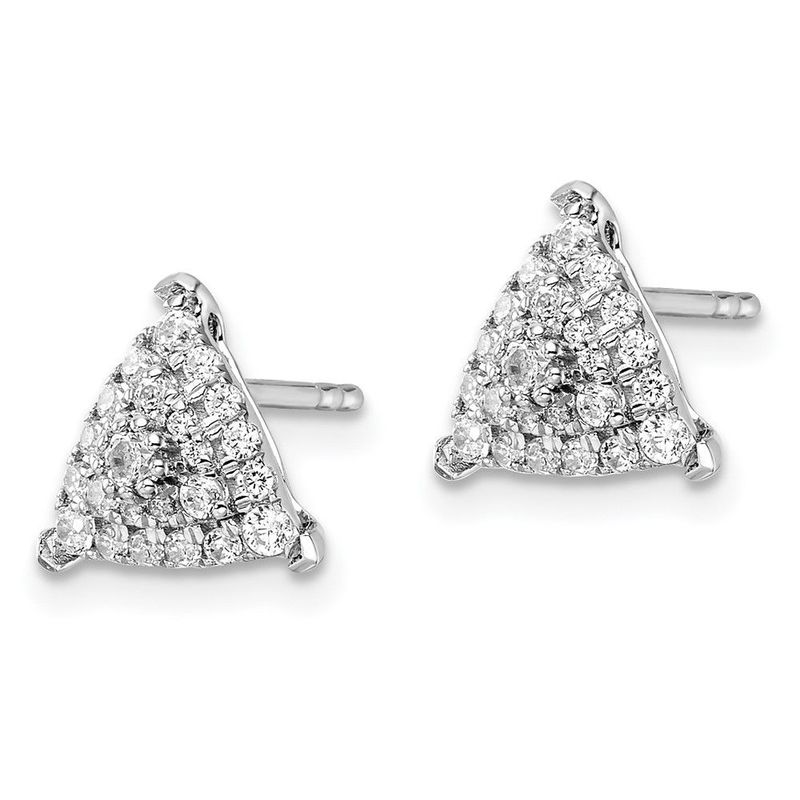 14k White Gold 1/2 Carat Lab Grown Diamond VS/SI+ G+ Complete Triangle Cluster Post Earrings_voghion.com